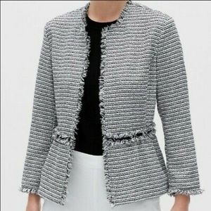 NWT Banana Republic Peplum Tweed Jacket Grey Women's Sz XS